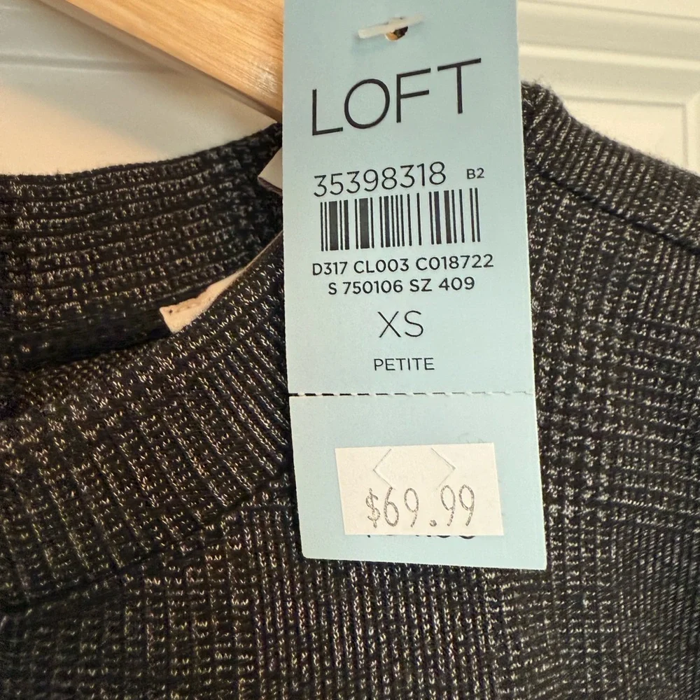 LOFT Black Sheath Dress Mock Neck Long Sleeve - Picture 3 of 3